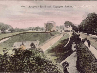 Postcard of Archway Road and Highgate Station