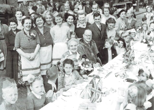 Adults and children at Hawthorn Road Coronation Party